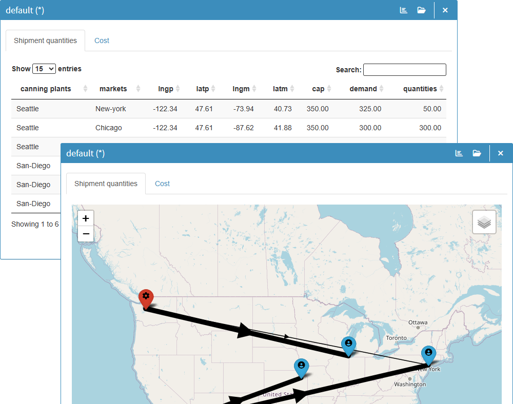 Output data screen